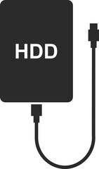 portable usb hard drive icon in dark grey vector illustration