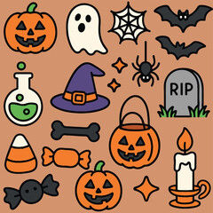 Set. Halloween. Isolated.