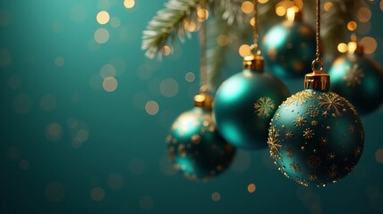 Beautiful christmas balls banner with text space.