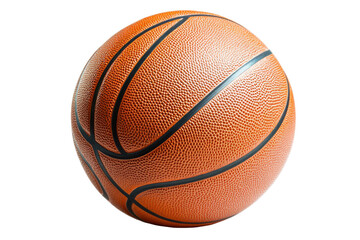 Obraz premium Close up of a textured orange basketball isolated on transparent background. Basketball isolated on white background.