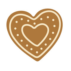 Gingerbread heart cookie decorated with icing and sprinkles for festive celebrations
