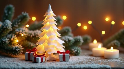 Christmas decoration on wooden background.