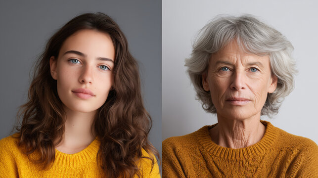 Portraits of generational beauty studio setting close-up