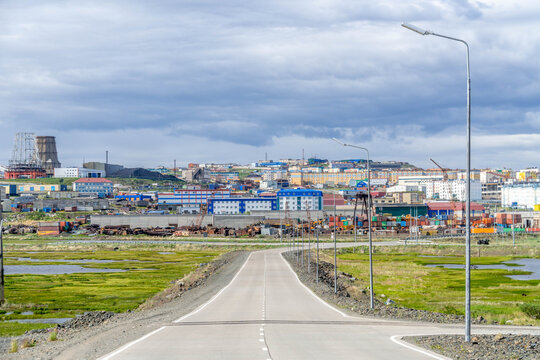 Panoramic city view of Anadyr, Chukotka, Russia, an important geographic destination in the Russian Far East.
