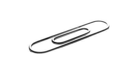 Metallic paperclip lies diagonally, revealing a polished surface and its curved shape against a dark .