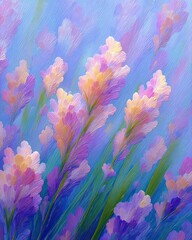 Pastel bloom impressionist painting - pastel bloom impressionist painting in lavender and pink tones, delicate pastel bloom impressionist painting floral art with soft light and romantic dreamy tone