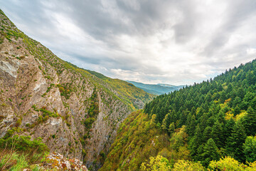 The scenic autumn views of the Valla canyon with its famous observation terrace, which is 