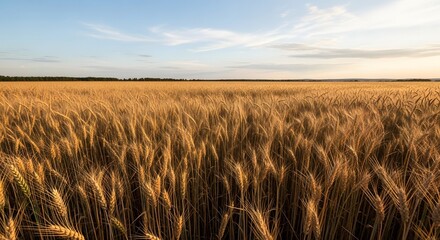 Golden wheat field under a cloudy sky agricultural landscape nature scenic beauty