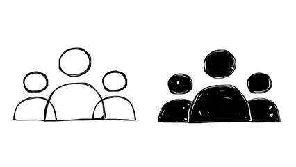 Hand drawn people icon, simple group silhouette vector illustration. community, team and user symbol.