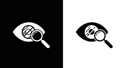 Flat Vector Icon Set of an Eye with a Magnifying Glass for Medical and Search Concepts