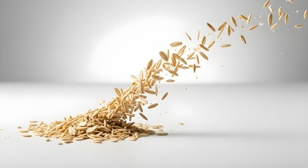 falling oat grains healthy breakfast cereal