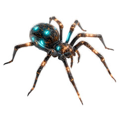 Fototapeta premium Cybernetic Spider: A digitally enhanced spider with glowing accents, showcasing a fusion of nature and technology.