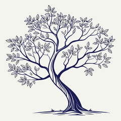 Artistic Illustration of a Single Majestic Tree with Leaves