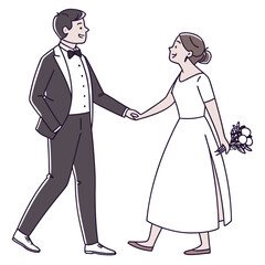 A romantic bride and groom standing under a classic wedding arch