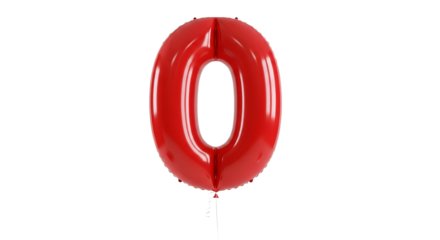 Red balloon shaped as the number zero floats centered in front of a solid . - high quality Red balloon shaped as the number zero floats centered in fr