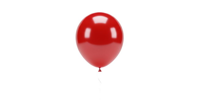 Red balloon floats in the air attached to string against a stark background. - high quality Red balloon floats in the air attached to string against a