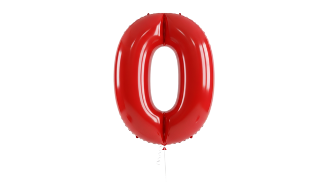 Red balloon shaped as the number zero floats centered in front of a solid . - high quality Red balloon shaped as the number zero floats centered in fr - Powered by Adobe