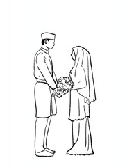 Minimalist muslim wedding line art