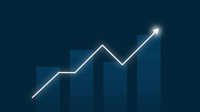 Growing financial statistics graph animation, motion graphic about business infographic graph going up, suitable for business development, income reports and increasing profits.  