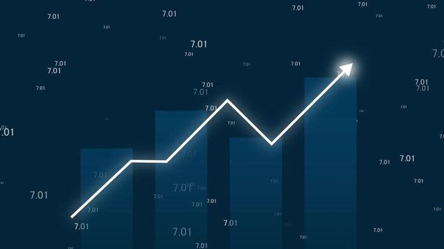 Growing financial statistics graph animation, motion graphic about business infographic graph going up, suitable for business development, income reports and increasing profits.  