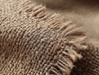 Detailed Macro Shot of Woven Burlap Texture Coarse Natural Fiber Pattern Rustic Textile Background Close-Up of Interlaced Strands Showing Material Imperfections and Raw Aesthetic Textile Detail