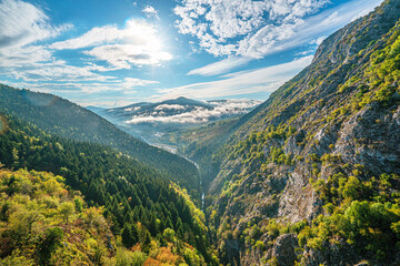 Naklejka premium The scenic autumn views of the Valla canyon with its famous observation terrace, which is 