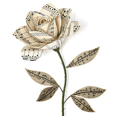 A creative flower crafted from musical notes, symbolizing the harmony between art