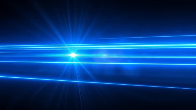 Abstract Blue Light Rays and Lens Flare Effect