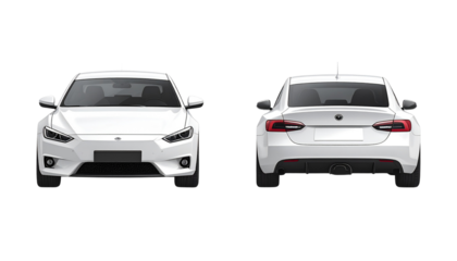 Sleek New White Sedan – Automotive Mockup Isolated on Transparent Background