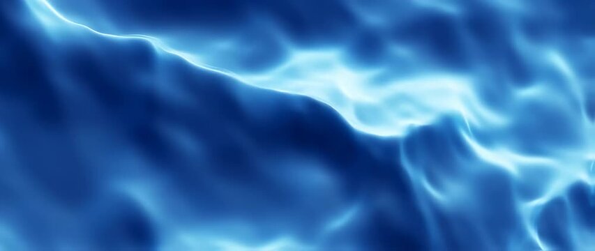 Abstract Blue Water Surface: Dynamic Fluid Motion and Light Reflections