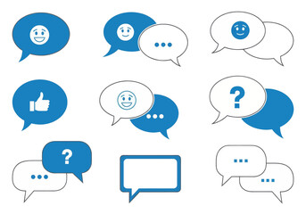 Blue Communication and Chat Icons Set &ndash; Message and Email Symbols Vector