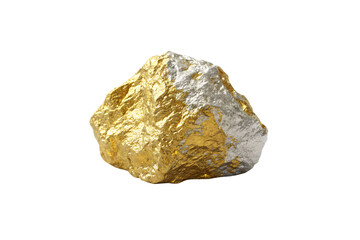 Gold silver ore rock mineral, isolated on a transparent background