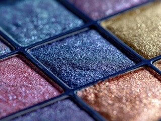 Eye Shadow Palette Close Up Cosmetic Product Beauty Makeup Shimmering Colors Pigmented Texture Luxurious Style Glamourous Look Fashion Trend Beauty Accessory