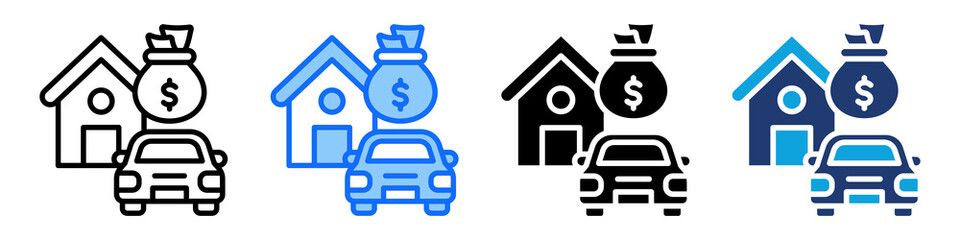 Asset Icon Set Multi Style Vector Illustration