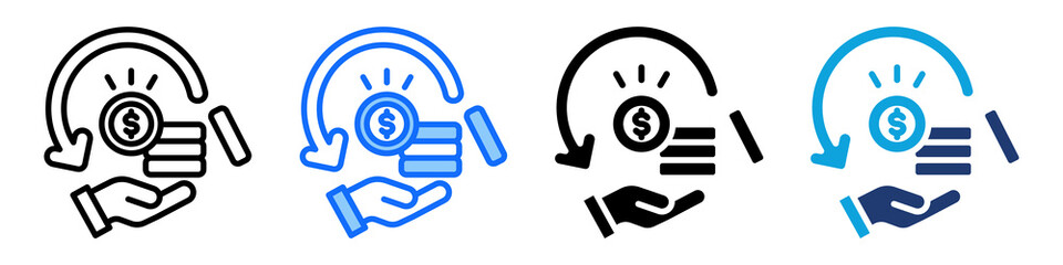 Return On Asset Icon Set Multi Style Vector Illustration