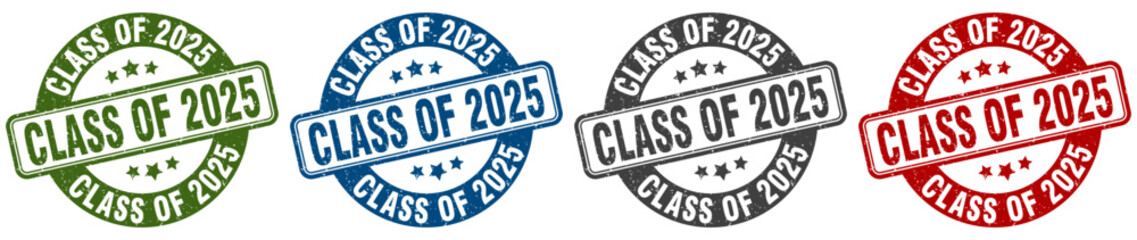 class of 2025 stamp. class of 2025 round stamp set isolated on white background