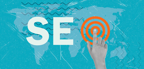 Art collage, Enhancing global visibility through effective SEO strategies for digital marketing...