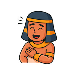 Happy Egyptian character illustration. Cute ancient Egypt cartoon man smiling. Laughing pharaoh man character design.