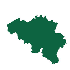 Map of Belgium, sign silhouette. World Map Globe. Vector Illustration isolated on transparent background. Europe continent.