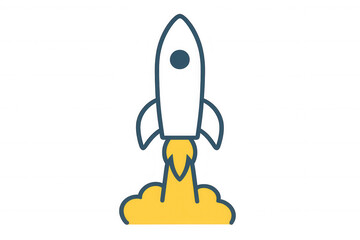 Rocket taking off, launching into space, startup concept, business growth, technology progress, success illustration
