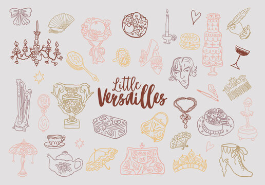 Coquette French Accessories & desserts clipart set
