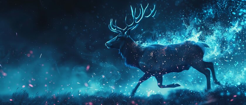 Mystical stag illuminated in ethereal light, evoking a sense of wonder and fantasy