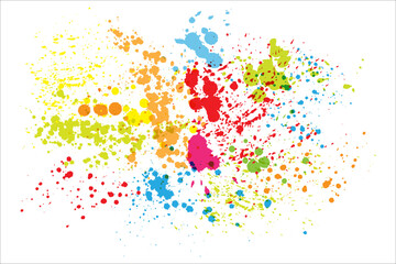 Multicolor Paint Splash Splatter Background, Vibrant Rainbow Ink Splatter Texture, Colorful Artistic Paint Drops Abstract