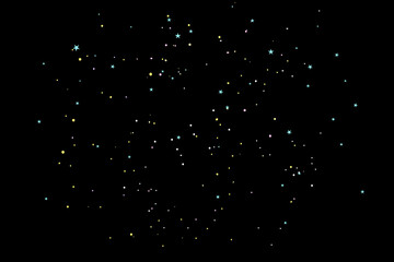 Pastel Confetti and Star Dots on Black, Cute Handdrawn Star Confetti Overlay, Celebration Night Sky Pastel Confetti