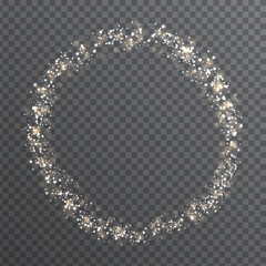 Sparkle Light Circle Frame Transparent Effect, Delicate White Glitter Ring Overlay PNG, Elegant Shining Halo Sparkle Wreath