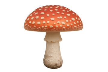 Amanita muscaria mushroom isolated, featuring its vibrant red cap and white spots, representing nature and toxicity