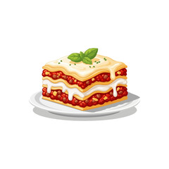 Realistic Vector Cartoon Illustration of Italian Lasagna
