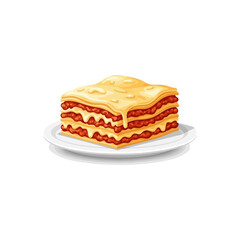 Realistic Vector Cartoon Illustration of Italian Lasagna
