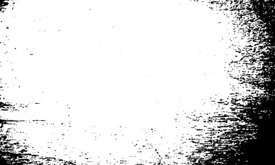 Black and white grunge texture background with distressed frame effect isolated on transparent background