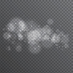 White Sparkle Glitter Bokeh Overlay Transparent, Soft Light Glow and Glitter Dust PNG, Elegant White Bokeh Glow Effect